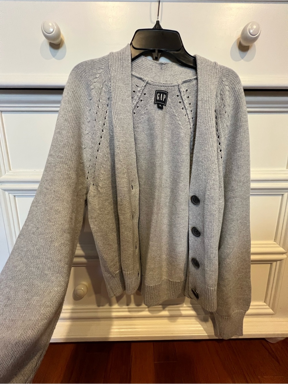 GAP Light Gray Button-Front Knit Cardigan